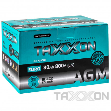 Аккумулятор TAXXON AGM EURO 80ah R+